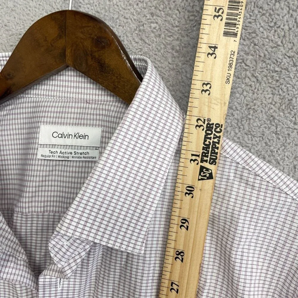 NEW Calvin Klein Men's XL Tech Active Stretch Dress Shirt Checkered Pattern - Picture 6 of 11